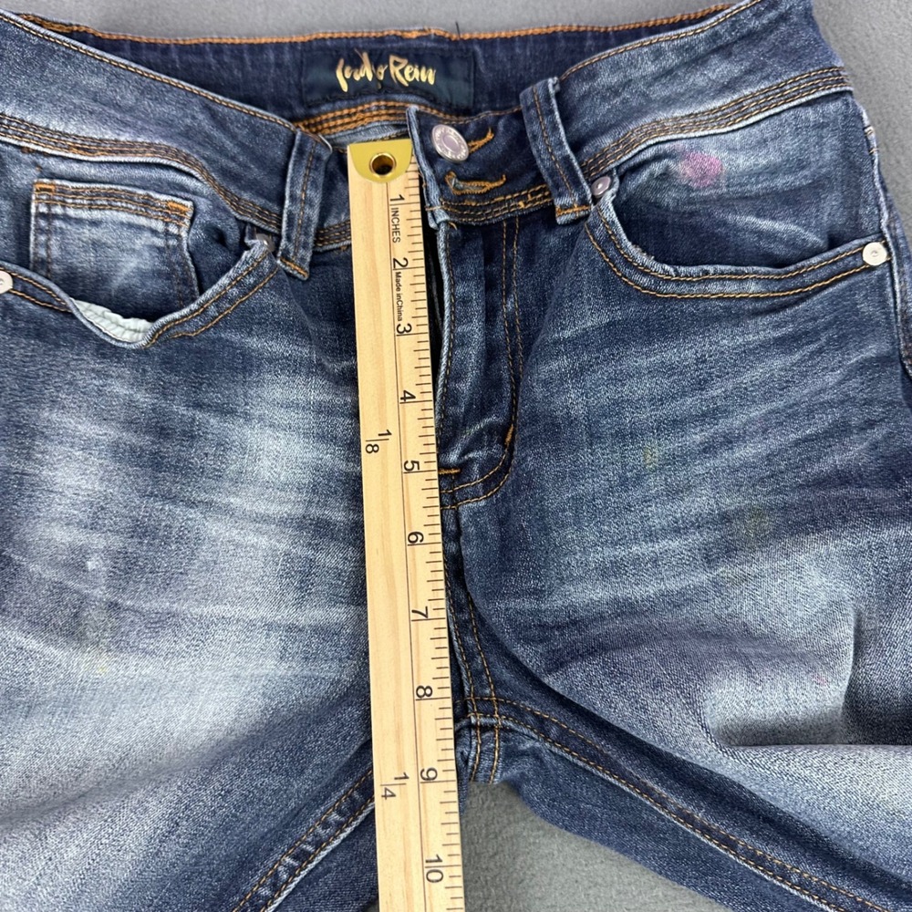 Indigo Rein Womens Skinny Jeans Size 7 Dark Wash Whiskered Stretch Denim Slim - Picture 4 of 9